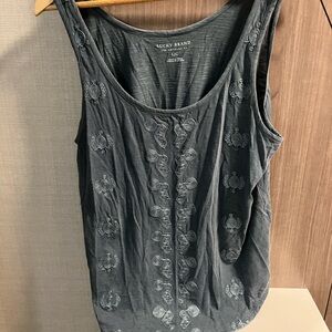 Lucky Brand Gray Embroidered Tank Top